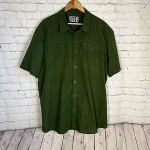 Realtree Real Tree Mens XL Short Sleeve Dress Shirt Green Button Hunting Ripstop